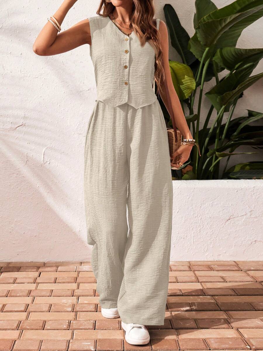 Elena | Stijlvolle 2 stuks vakantie casual tanktop en broek set