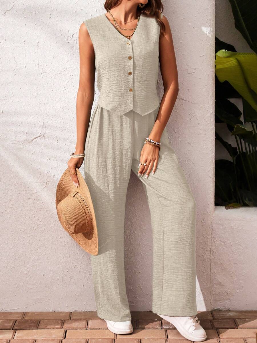 Elena | Stijlvolle 2 stuks vakantie casual tanktop en broek set