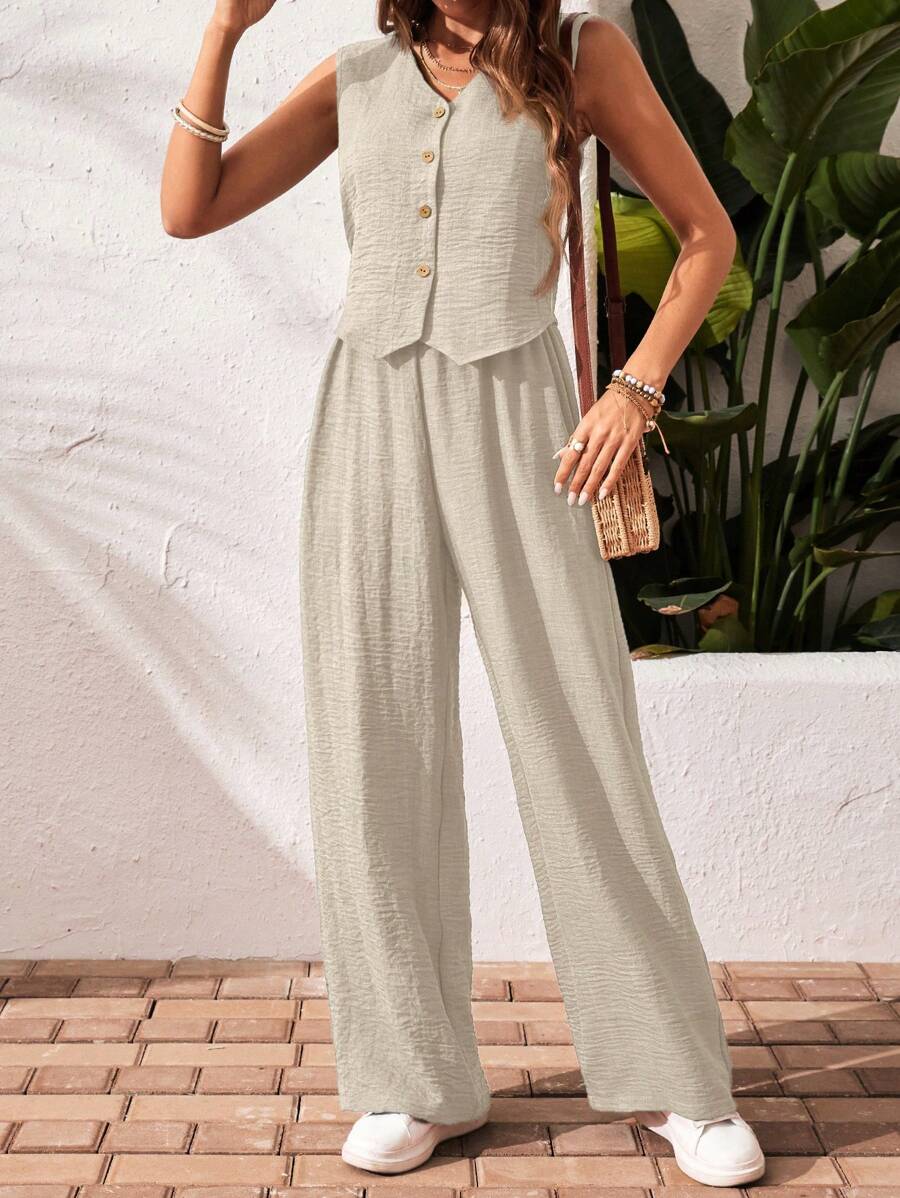 Elena | Stijlvolle 2 stuks vakantie casual tanktop en broek set