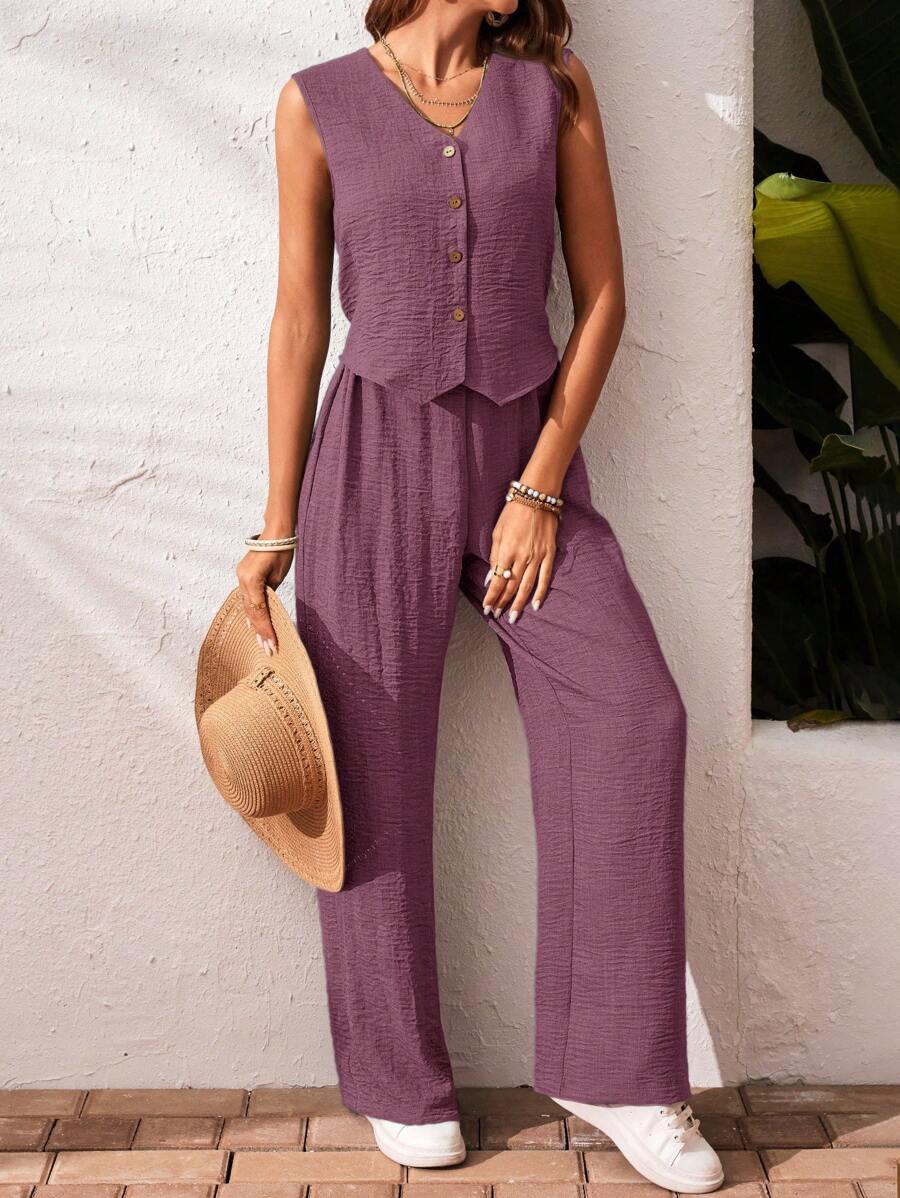 Elena | Stijlvolle 2 stuks vakantie casual tanktop en broek set