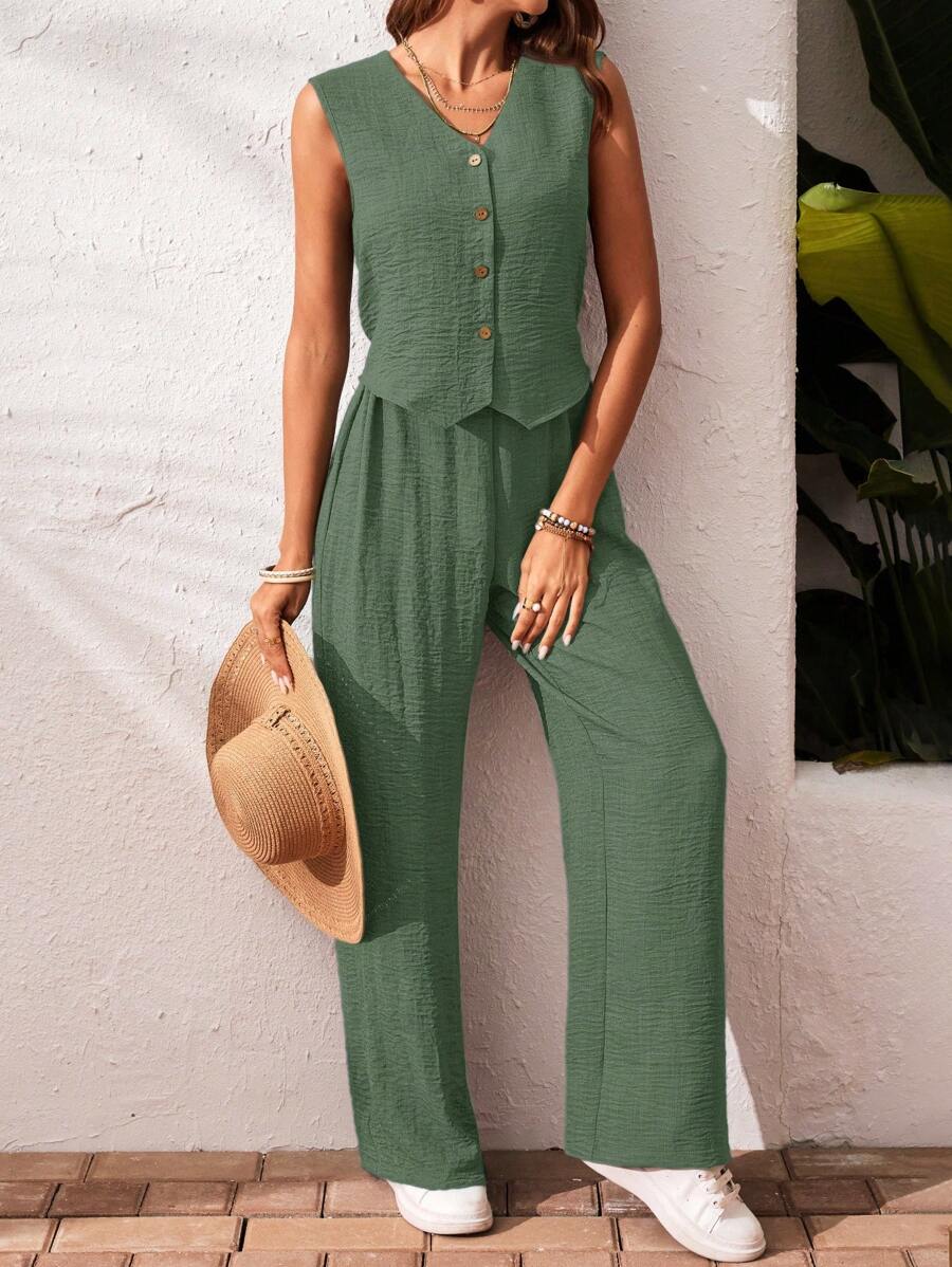 Elena | Stijlvolle 2 stuks vakantie casual tanktop en broek set