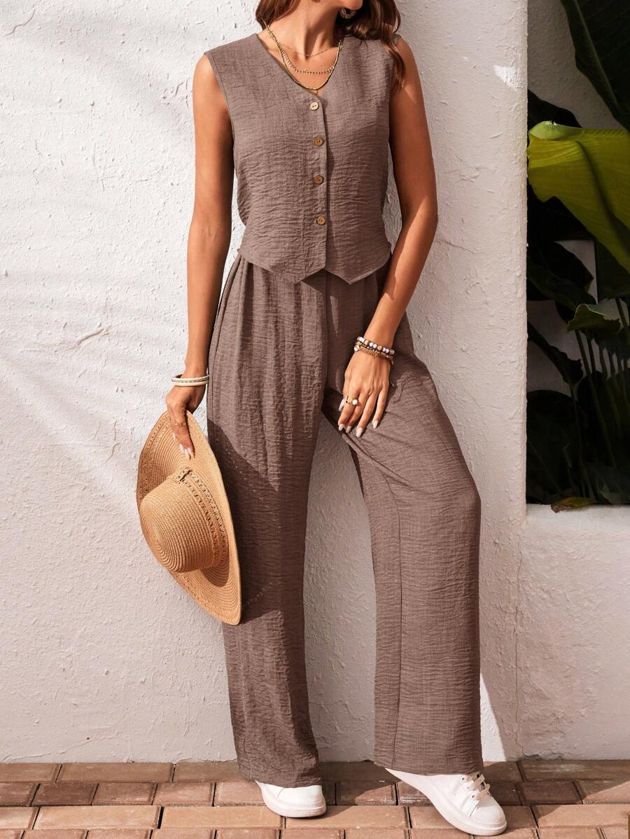 Elena | Stijlvolle 2 stuks vakantie casual tanktop en broek set