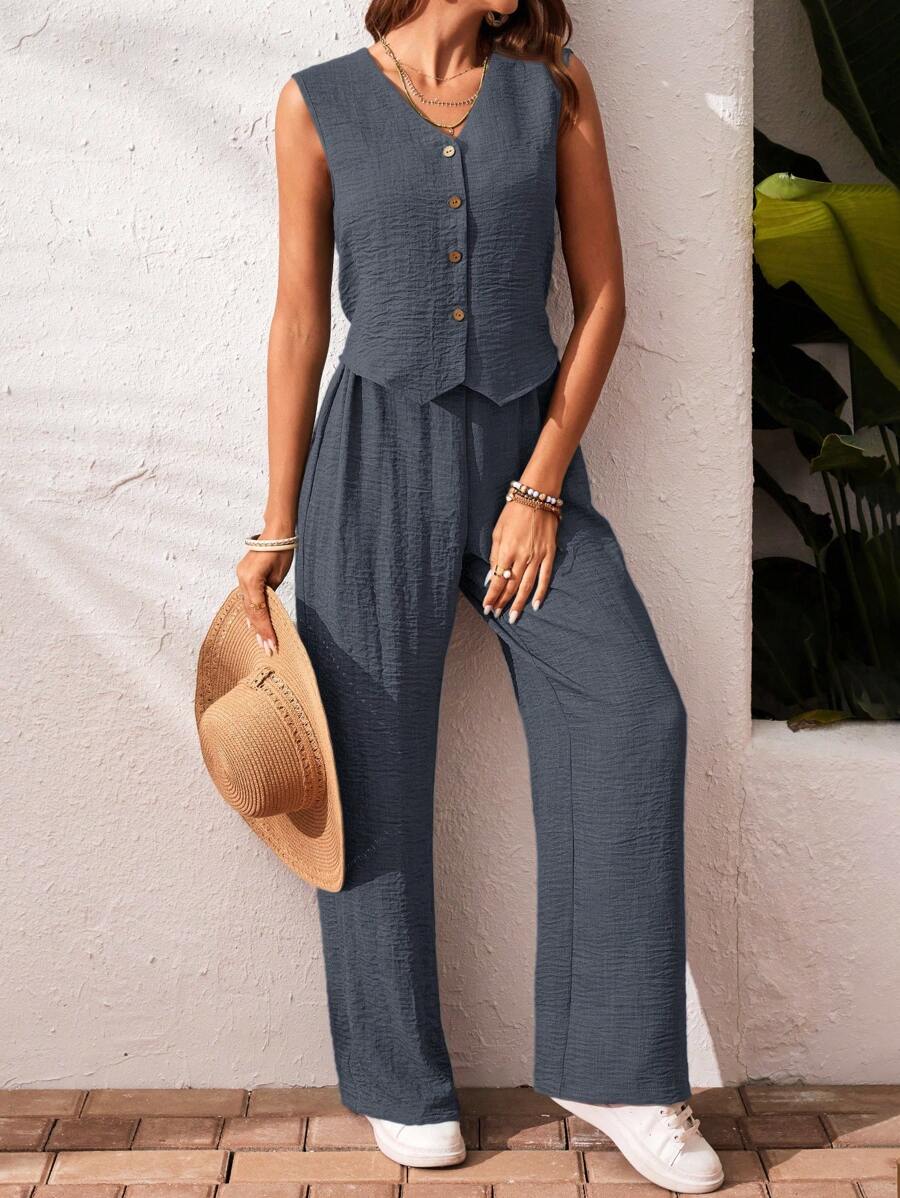 Elena | Stijlvolle 2 stuks vakantie casual tanktop en broek set