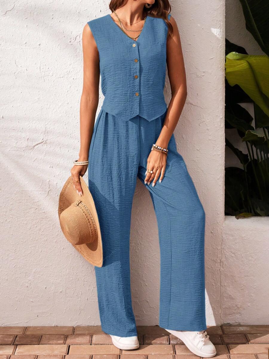 Elena | Stijlvolle 2 stuks vakantie casual tanktop en broek set