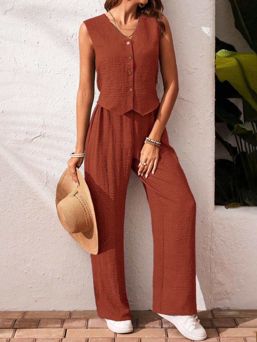 Elena | Stijlvolle 2 stuks vakantie casual tanktop en broek set