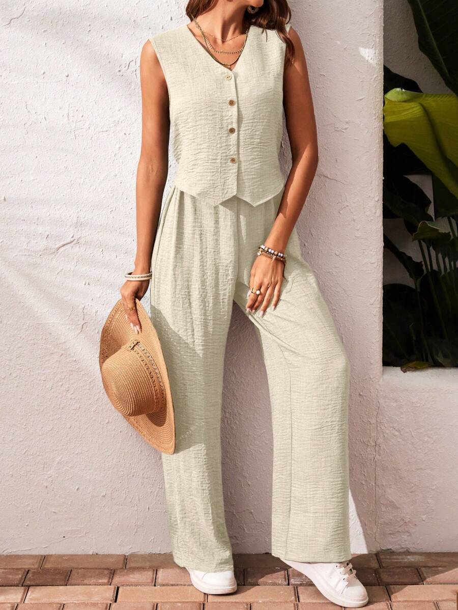 Elena | Stijlvolle 2 stuks vakantie casual tanktop en broek set