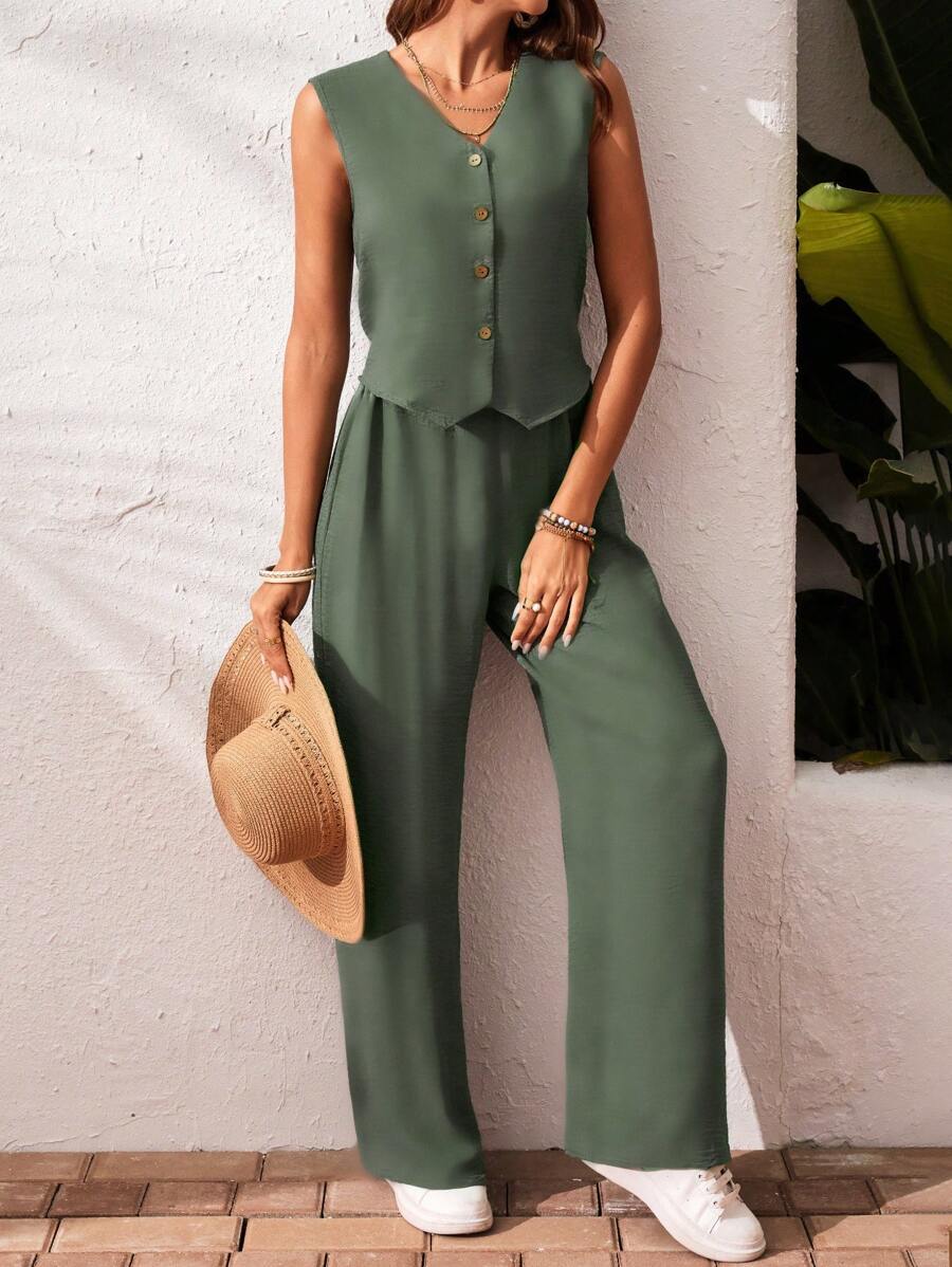 Elena | Stijlvolle 2 stuks vakantie casual tanktop en broek set