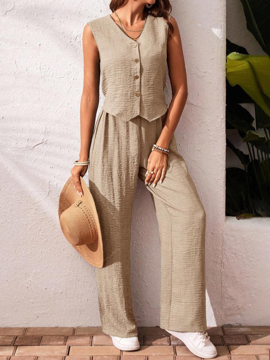 Elena | Stijlvolle 2 stuks vakantie casual tanktop en broek set
