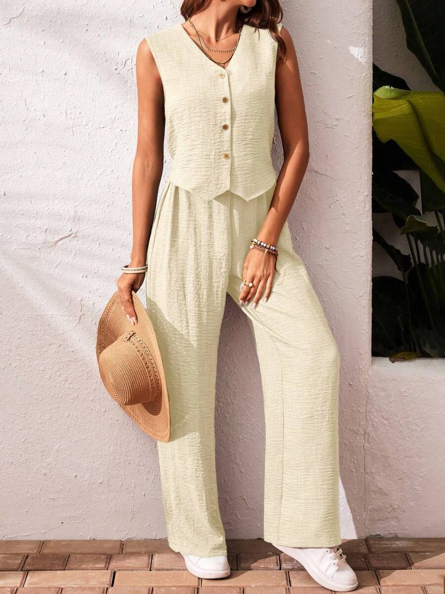 Elena | Stijlvolle 2 stuks vakantie casual tanktop en broek set
