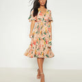 Isabelle | Geplooide midi jurk met bloemenprint