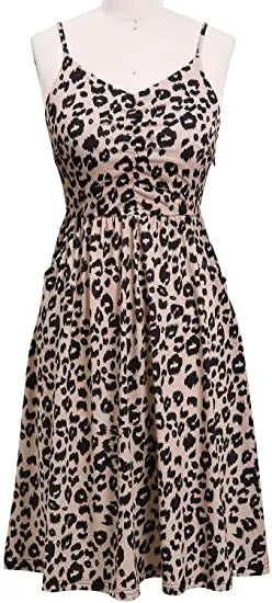 Naomi | Midi jurk met luipaardprint en verstelbare bandjes