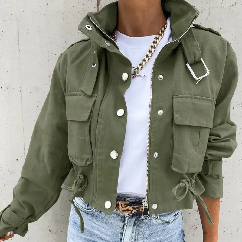 Jane | Stijlvolle Tussenjas voor Dames - Cropped Bomberjack Model met Stoere Kraag
