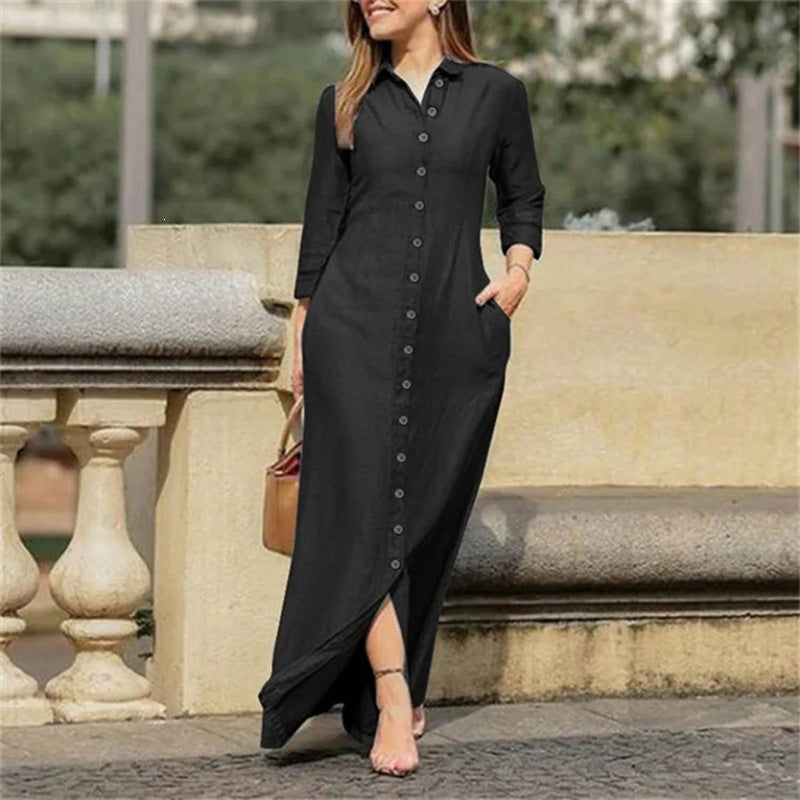 Elise | Maxi jurk met knoopsluiting en split