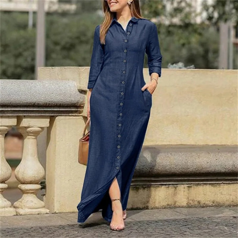 Elise | Maxi jurk met knoopsluiting en split