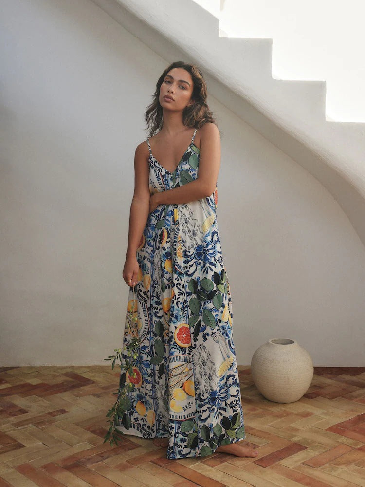 Sienna | Luchtige maxi jurk met kleurrijke print