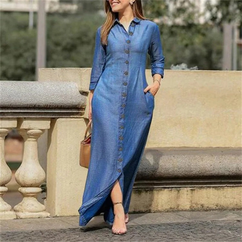 Elise | Maxi jurk met knoopsluiting en split