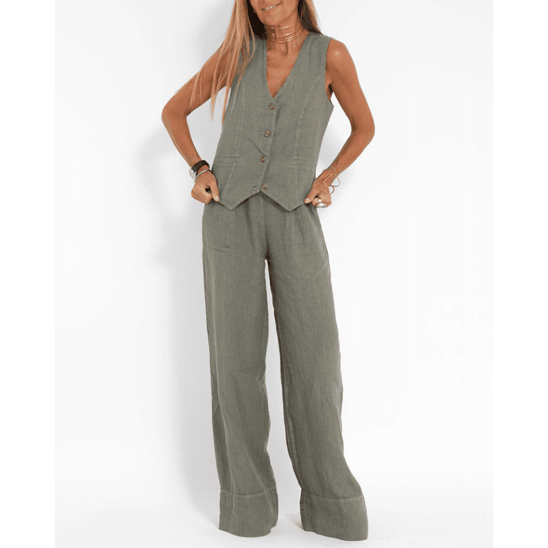 Mable | Chique linnen blazer en broek voor dames – Lichtgewicht zomerpak