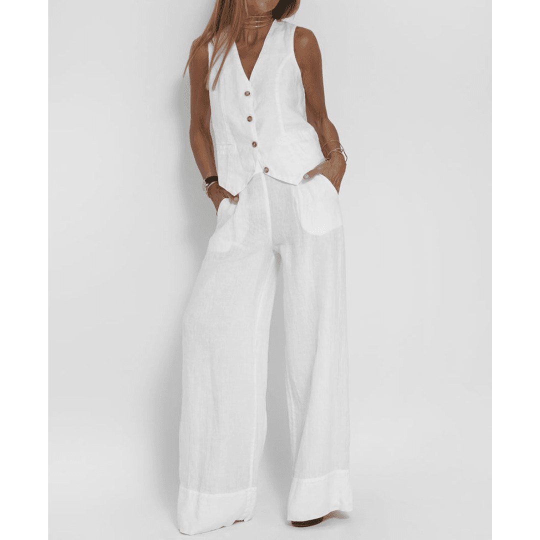 Mable | Chique linnen blazer en broek voor dames – Lichtgewicht zomerpak